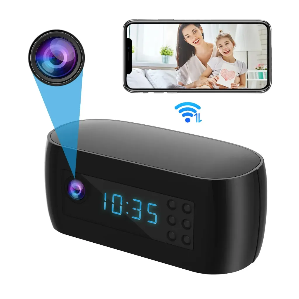 Caméra d'horloge de réveil mini HD 1080P