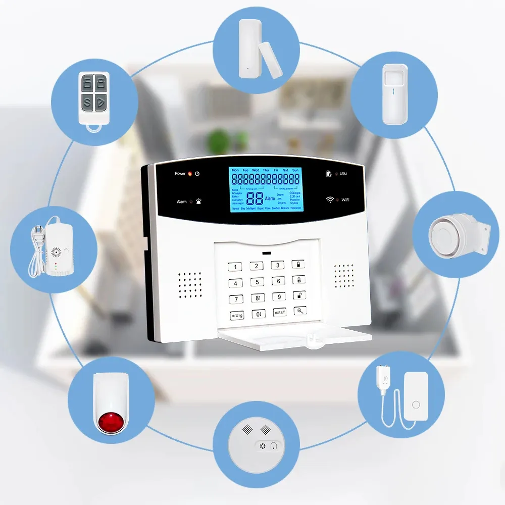 Système d'Alarme de Sécurité Anti-effraction Sans Fil + GSM avec Clavier et Appel Téléphonique